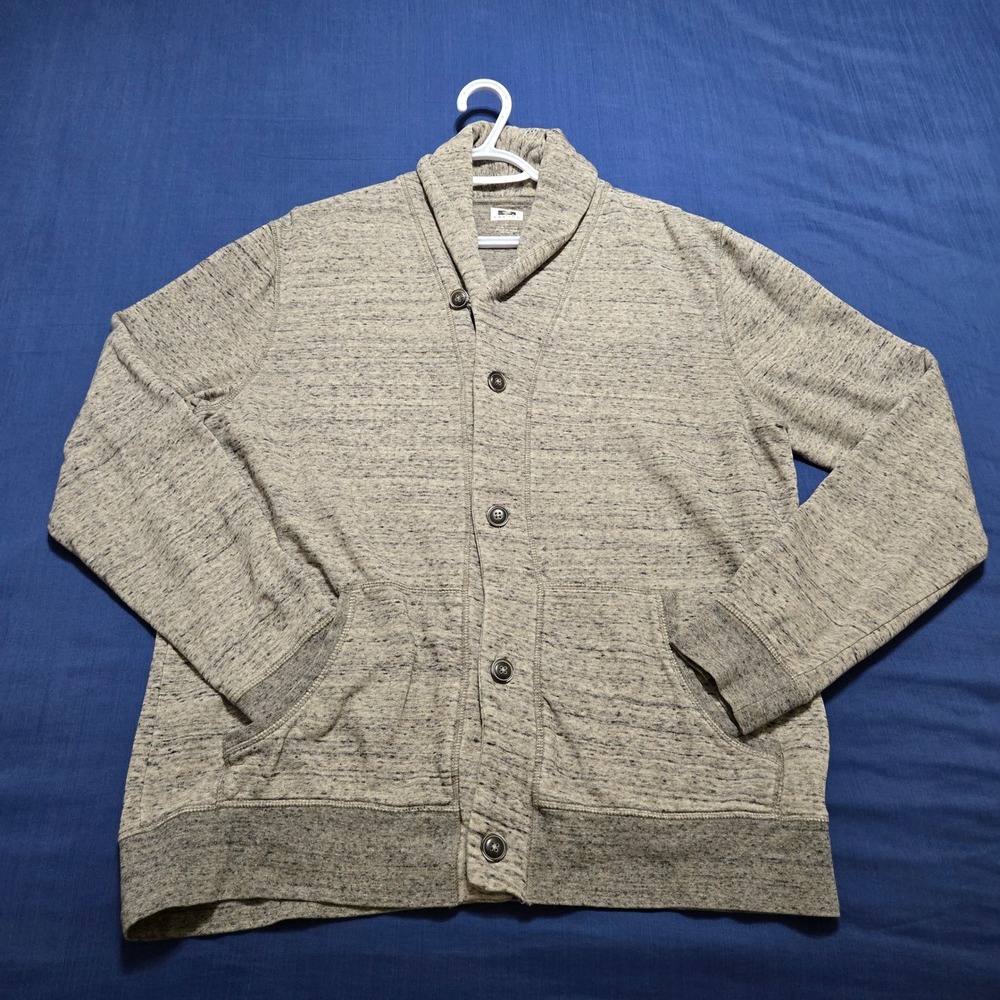Joseph Abboud Cardigan Mens Large Gray COTTON Shawl Collar Button Up Sweater
